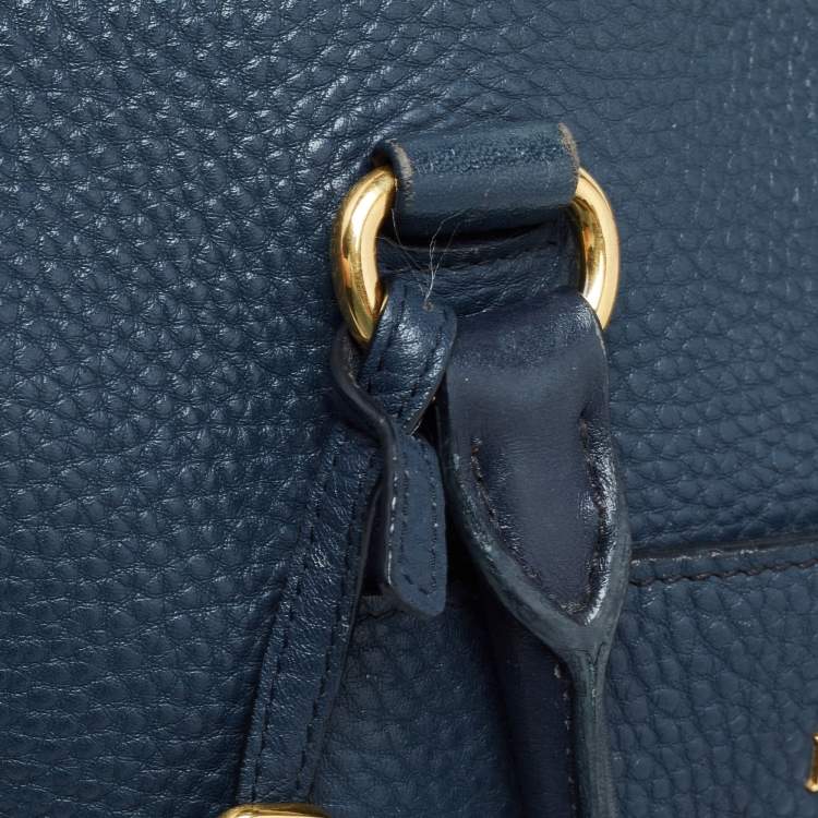 Pre Owned Prada Navy Blue Vitello Daino Leather Satchel
