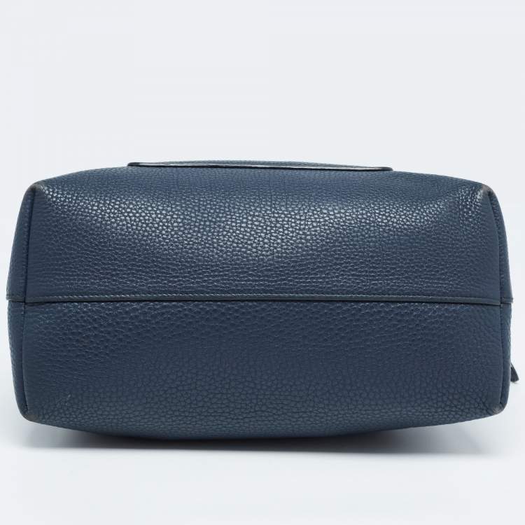 Pre Owned Prada Navy Blue Vitello Daino Leather Satchel