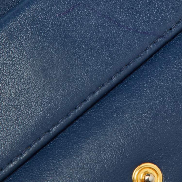 Pre Owned Prada Blue Vittello Move Leather Trifold Wallet