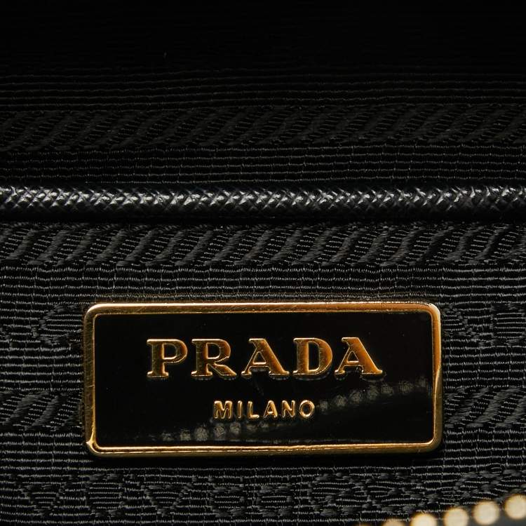 Pre Owned Prada Black Saffiano Lux Leather Medium Double Zip Tote