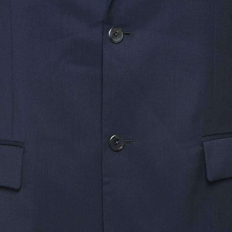 Pre Owned Prada Navy Blue Wool Single Breasted Suit L