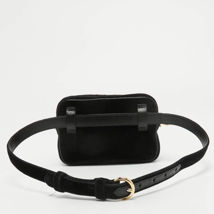Pre Owned Prada Black Velvet and Leather Velluto Belt Bag