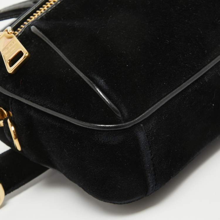 Pre Owned Prada Black Velvet and Leather Velluto Belt Bag