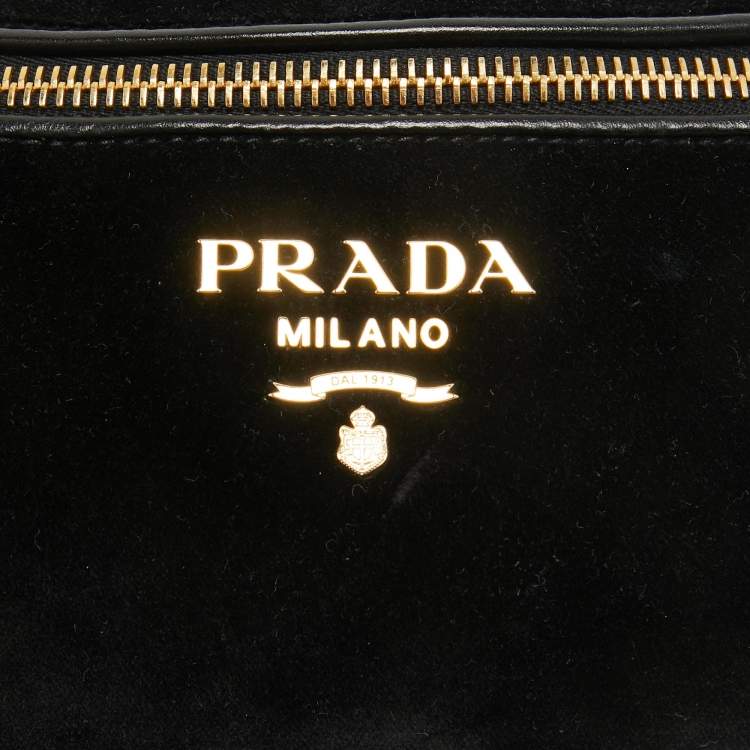 Pre Owned Prada Black Velvet and Leather Velluto Belt Bag