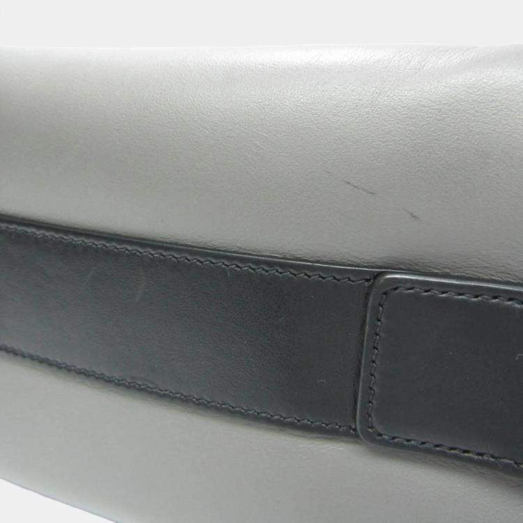 Pre Owned Prada Black/Gray Calf Leather City Bowling Ribbon Bag