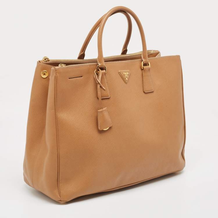 Pre Owned Prada Brown Saffiano Lux Leather Large Galleria Tote
