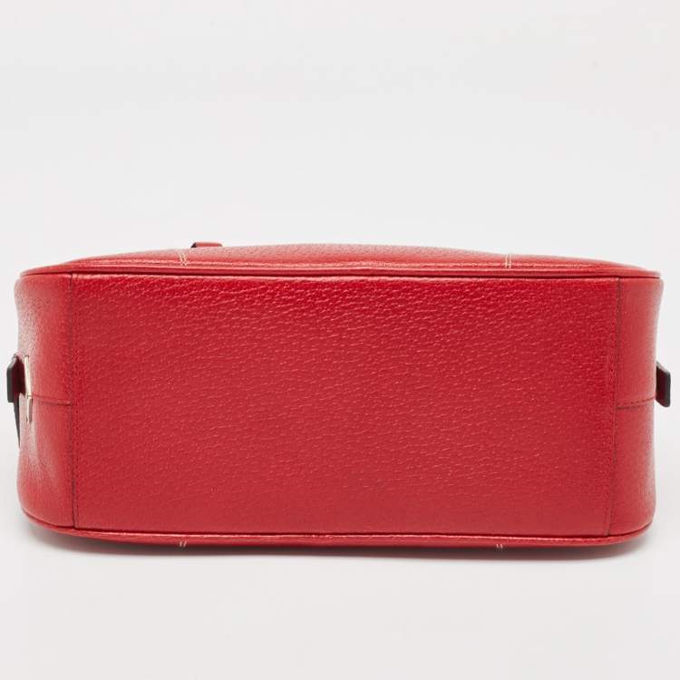 Pre Owned Prada Red Leather Mini Bowler Bag