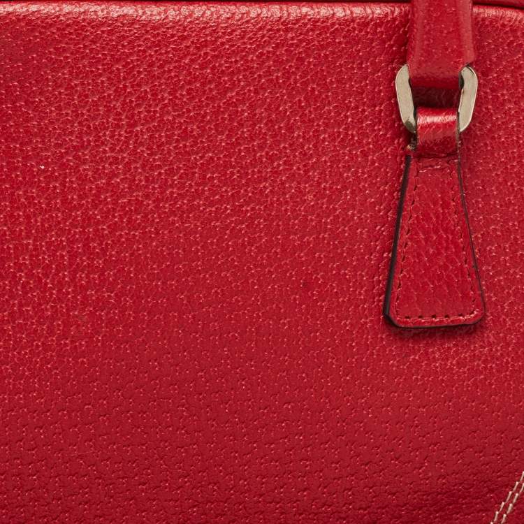Pre Owned Prada Red Leather Mini Bowler Bag