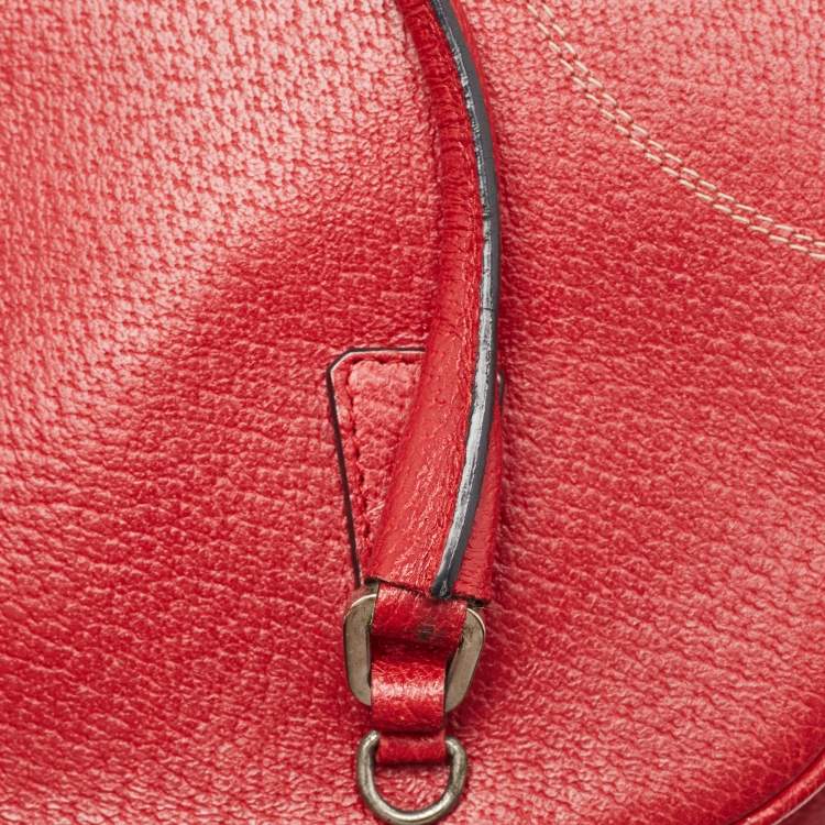 Pre Owned Prada Red Leather Mini Bowler Bag