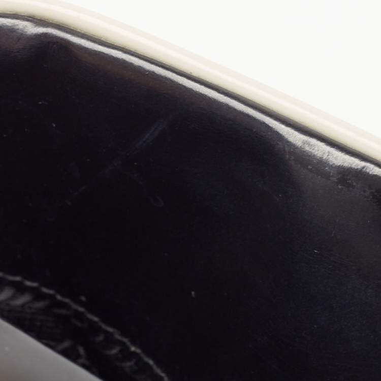 Prada Black/White Patent Leather Frame Top Handle Bag