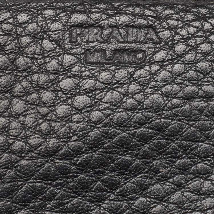 Pre Owned Prada Black Vitello Daino Leather Logo Flap Continental Wallet