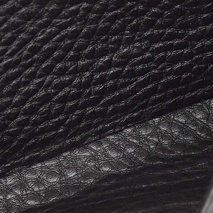 Pre Owned Prada Black Vitello Daino Leather Logo Flap Continental Wallet