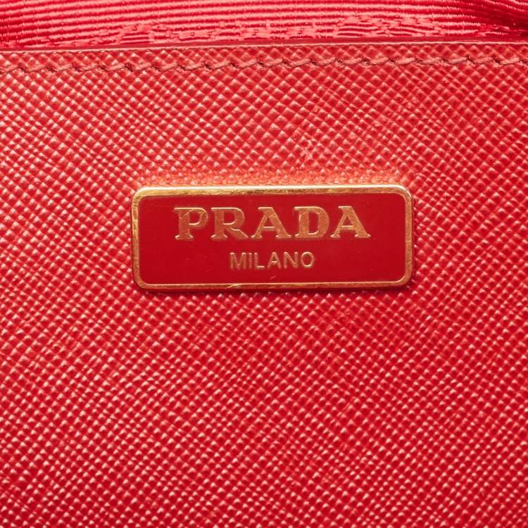 Pre Owned Prada Red Saffiano Lux Leather Mini Promenade Satchel