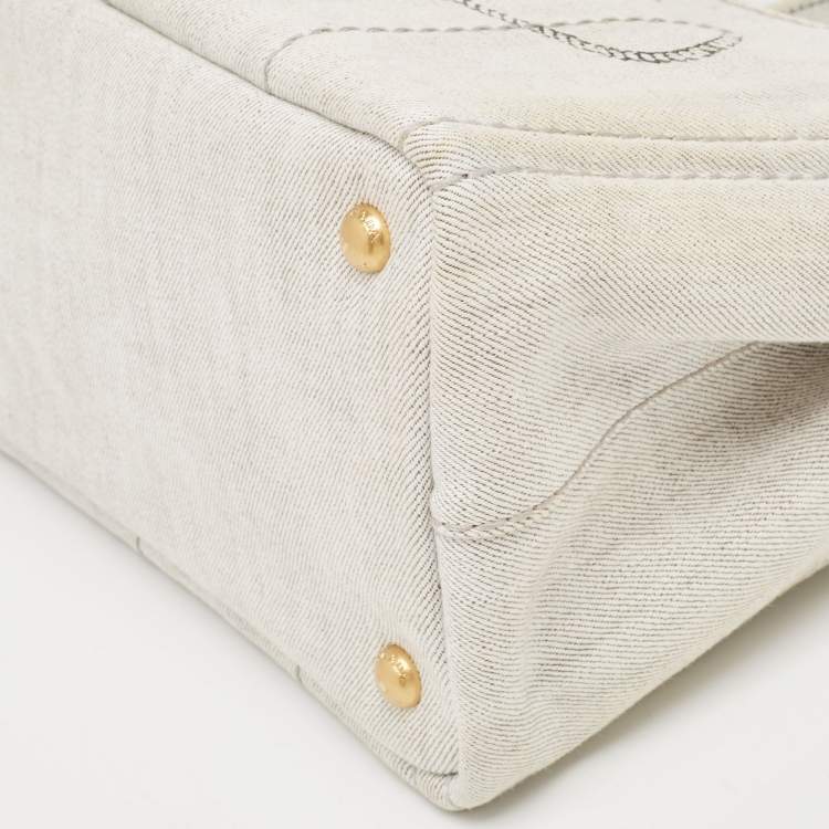 Pre Owned Prada Grey/Black Denim Canapa Tote