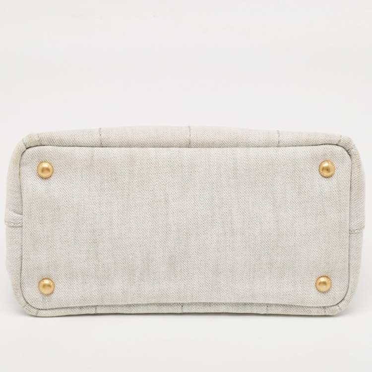 Pre Owned Prada Grey/Black Denim Canapa Tote