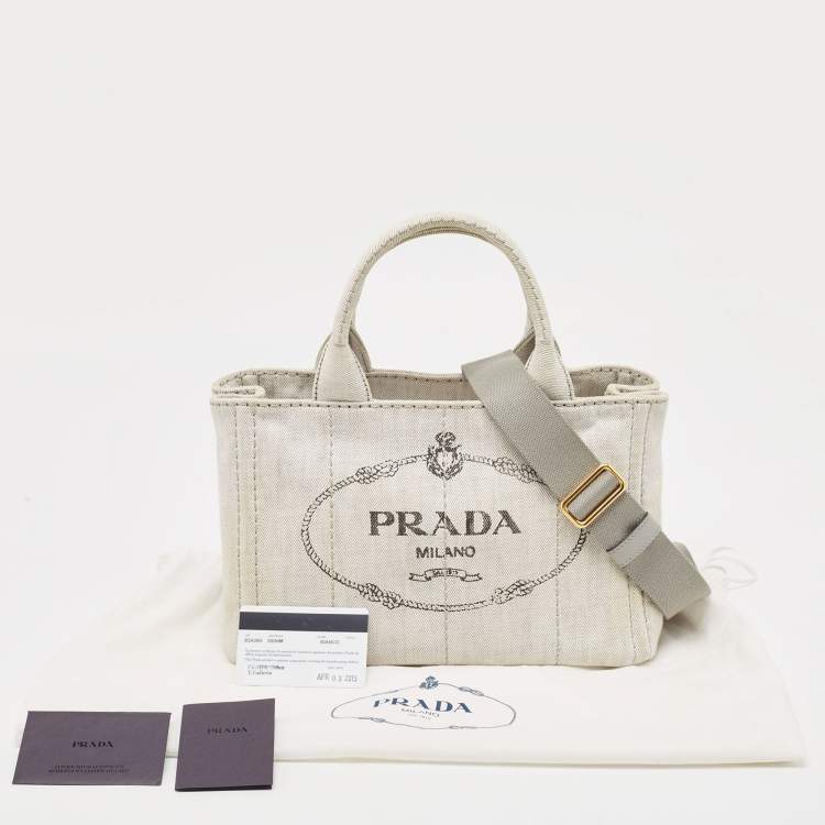 Pre Owned Prada Grey/Black Denim Canapa Tote