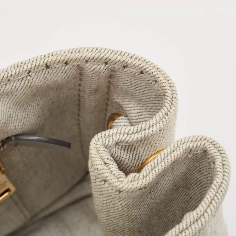 Pre Owned Prada Grey/Black Denim Canapa Tote