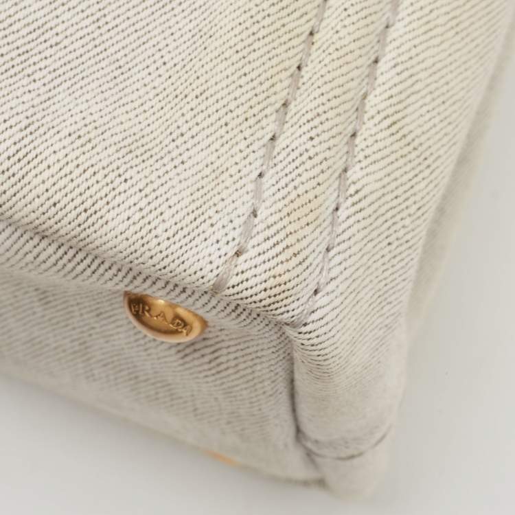 Pre Owned Prada Grey/Black Denim Canapa Tote