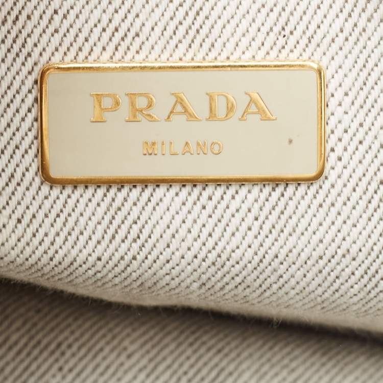 Pre Owned Prada Grey/Black Denim Canapa Tote