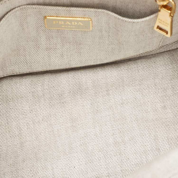 Pre Owned Prada Grey/Black Denim Canapa Tote