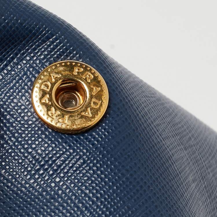 Pre Owned Prada Two Tone Blue Saffiano Lux Leather Tote