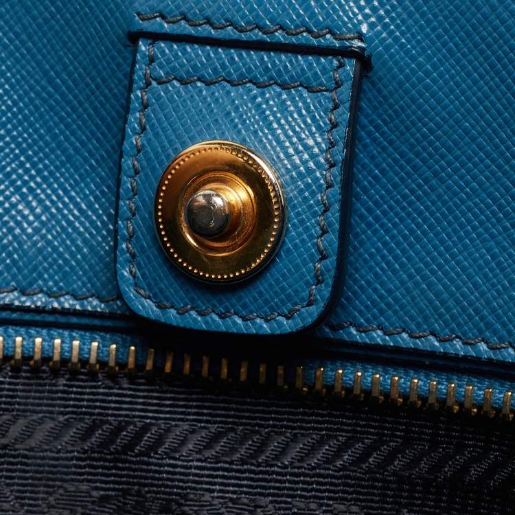 Pre Owned Prada Two Tone Blue Saffiano Lux Leather Tote