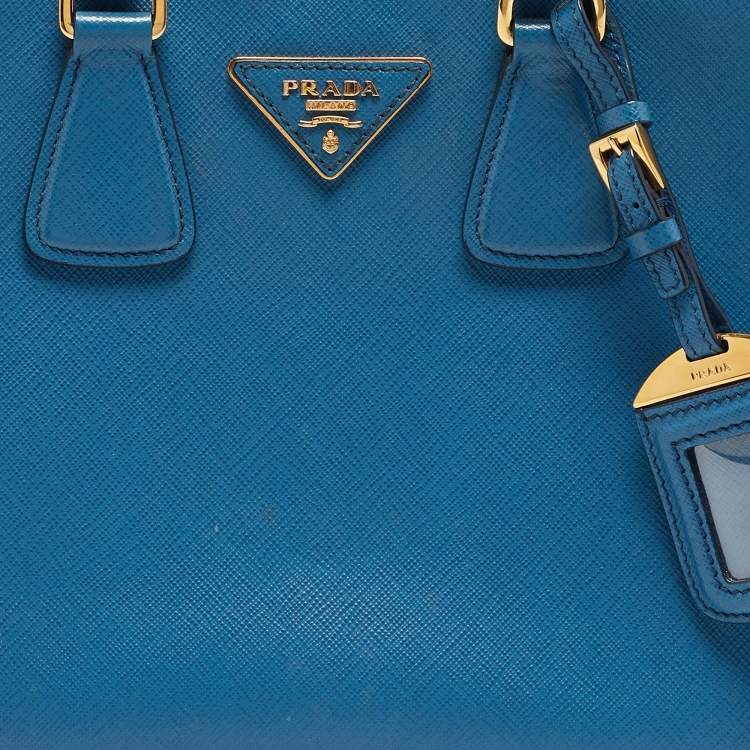 Pre Owned Prada Two Tone Blue Saffiano Lux Leather Tote