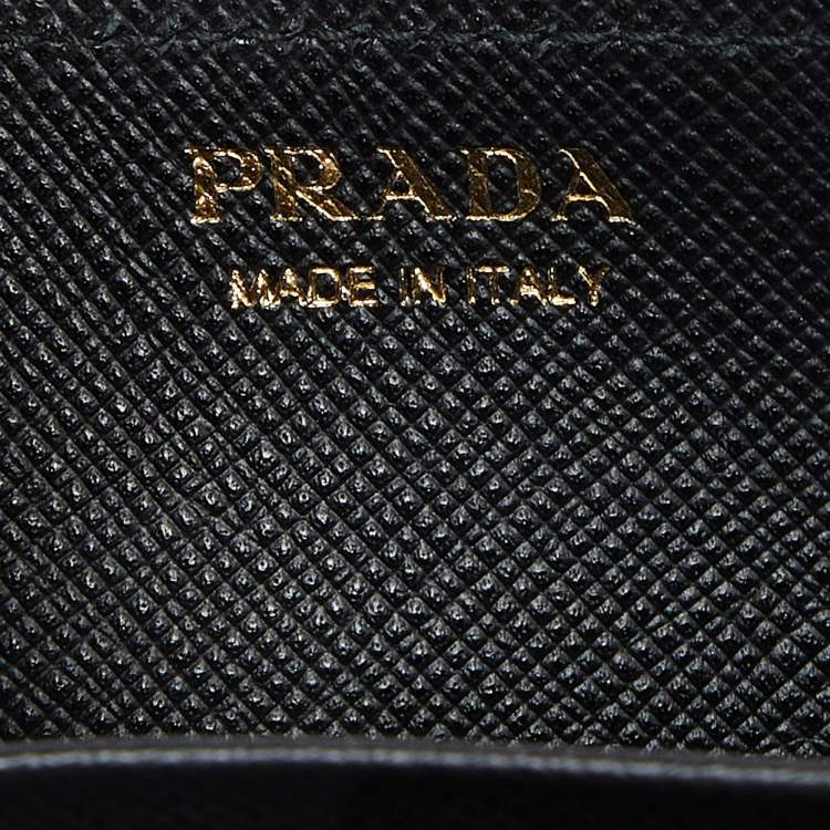 Pre Owned Prada Black Saffiano Leather Cahier Wallet on Chain