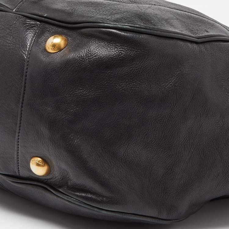 Pre Owned Prada Black Vitello Daino Leather Leather Hobo