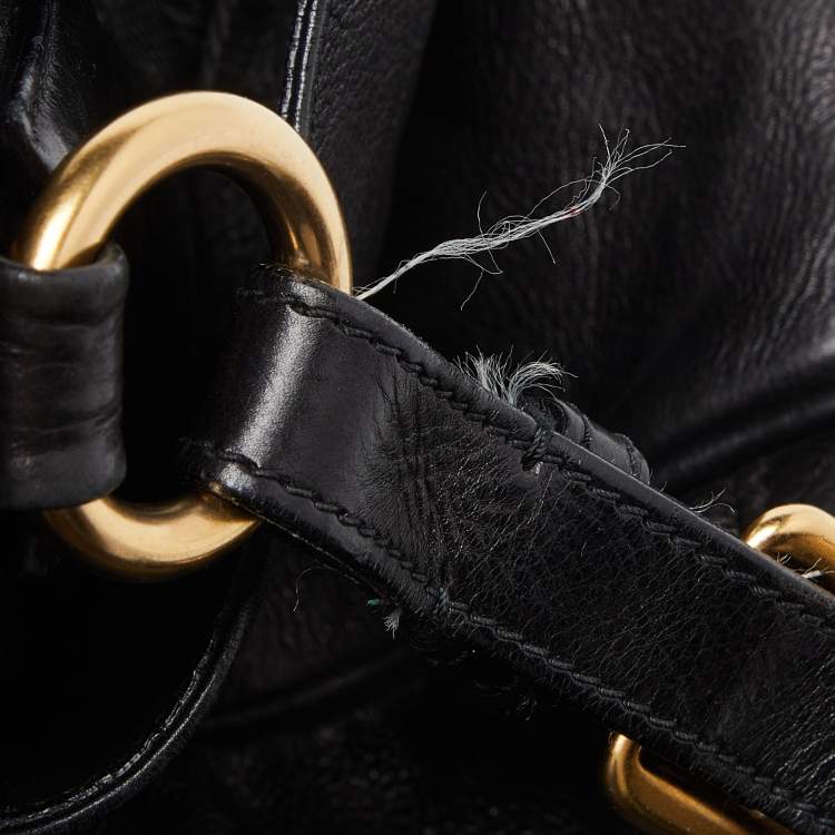 Pre Owned Prada Black Vitello Daino Leather Leather Hobo