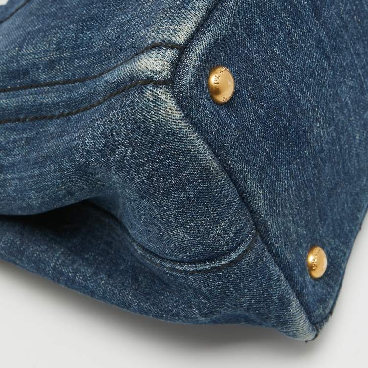 Pre Owned Prada Dark Blue Denim Canapa Tote