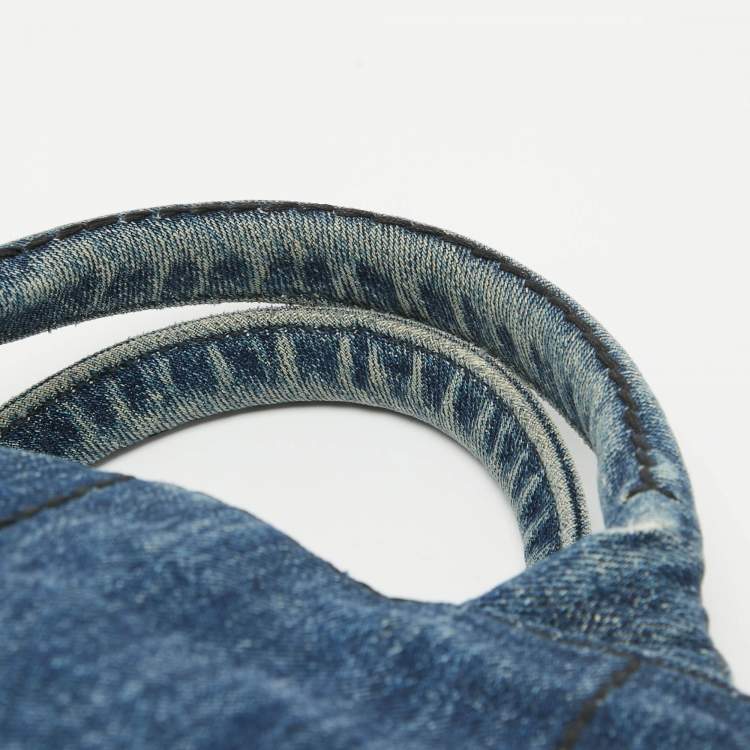 Pre Owned Prada Dark Blue Denim Canapa Tote