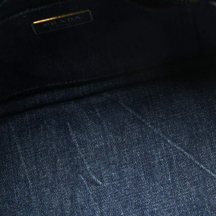 Pre Owned Prada Dark Blue Denim Canapa Tote