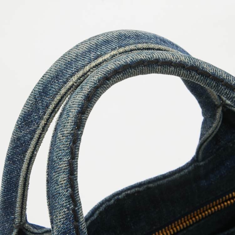 Pre Owned Prada Dark Blue Denim Canapa Tote