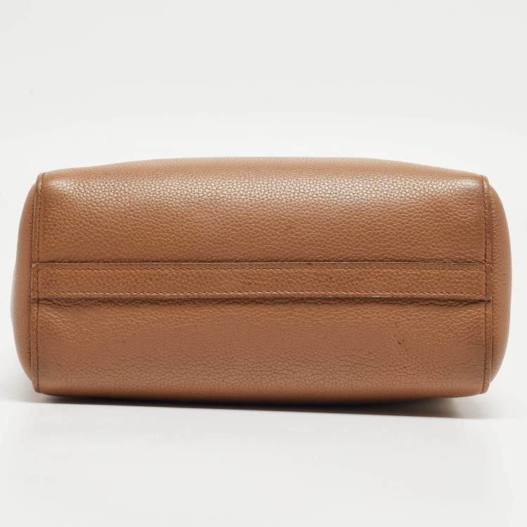 Pre Owned Prada Brown Vitello Daino Leather Logo Shoulder Bag