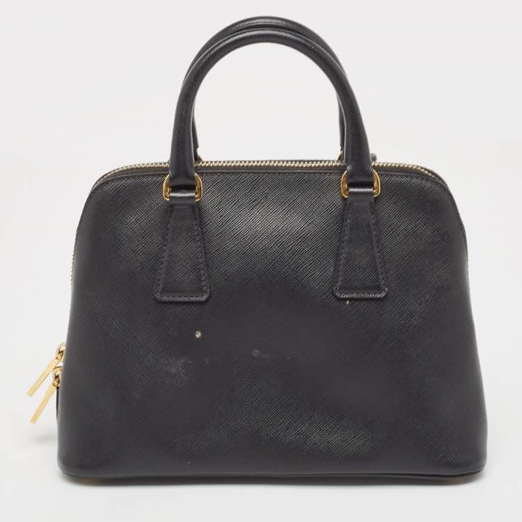 Pre Owned Prada Black Saffiano Lux Leather Small Promenade Satchel