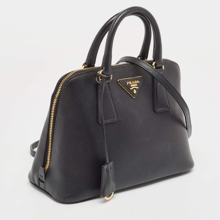 Pre Owned Prada Black Saffiano Lux Leather Small Promenade Satchel