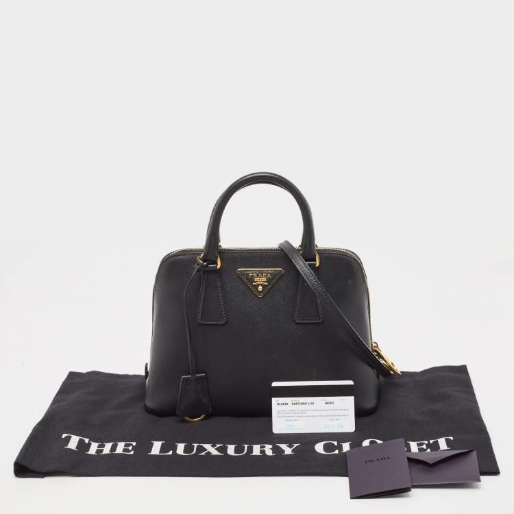 Pre Owned Prada Black Saffiano Lux Leather Small Promenade Satchel
