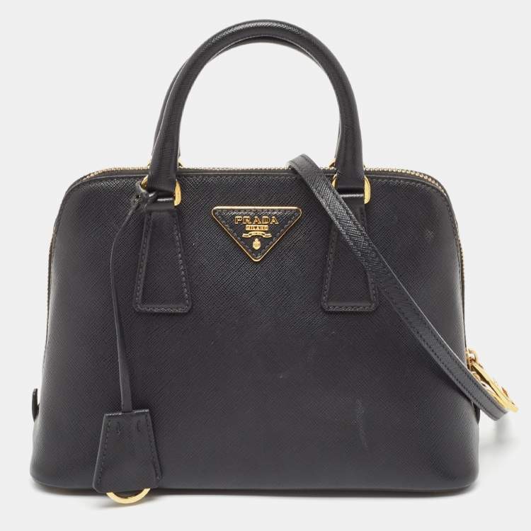 Pre Owned Prada Black Saffiano Lux Leather Small Promenade Satchel