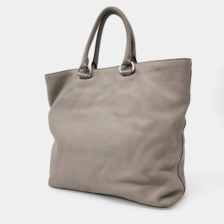 Pre Owned Prada Beige Leather Vitello Daino Tote Bag