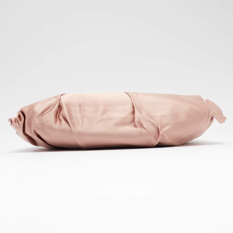 Pre Owned Prada Peach Satin Pleated Clutch