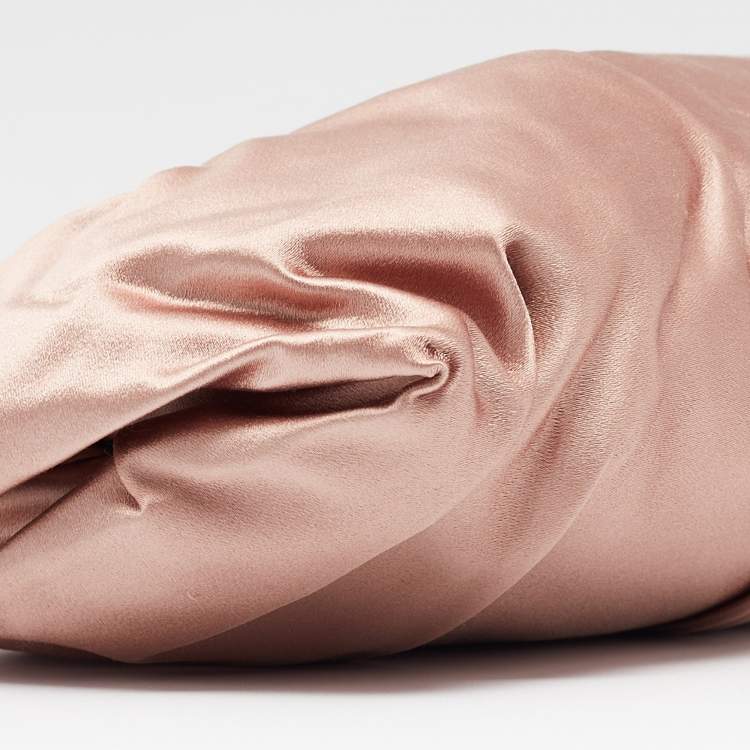 Pre Owned Prada Peach Satin Pleated Clutch
