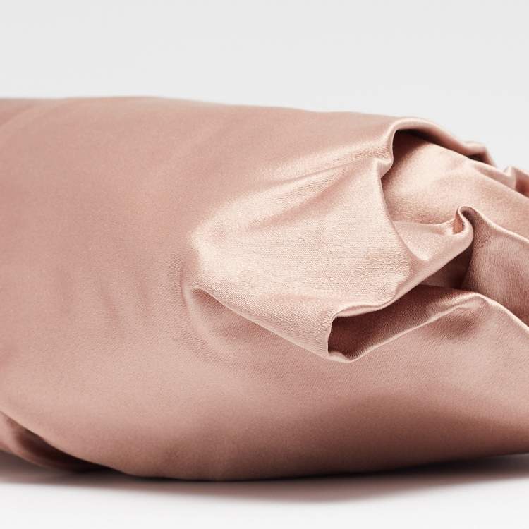 Pre Owned Prada Peach Satin Pleated Clutch