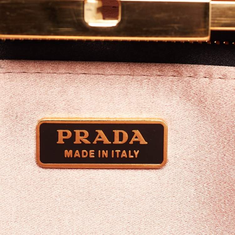 Pre Owned Prada Peach Satin Pleated Clutch