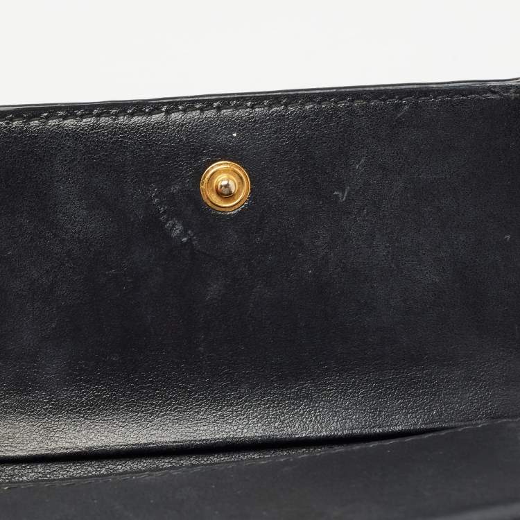 Pre Owned Prada Black Move Leather Logo Flap Card Holder