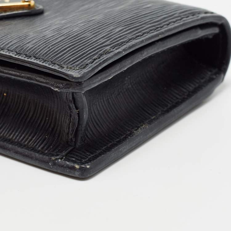 Pre Owned Prada Black Move Leather Logo Flap Card Holder