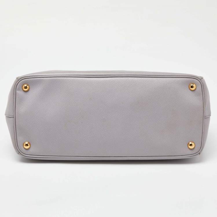 Pre Owned Prada Lavender Saffiano Lux Leather Large Galleria Double Zip Tote