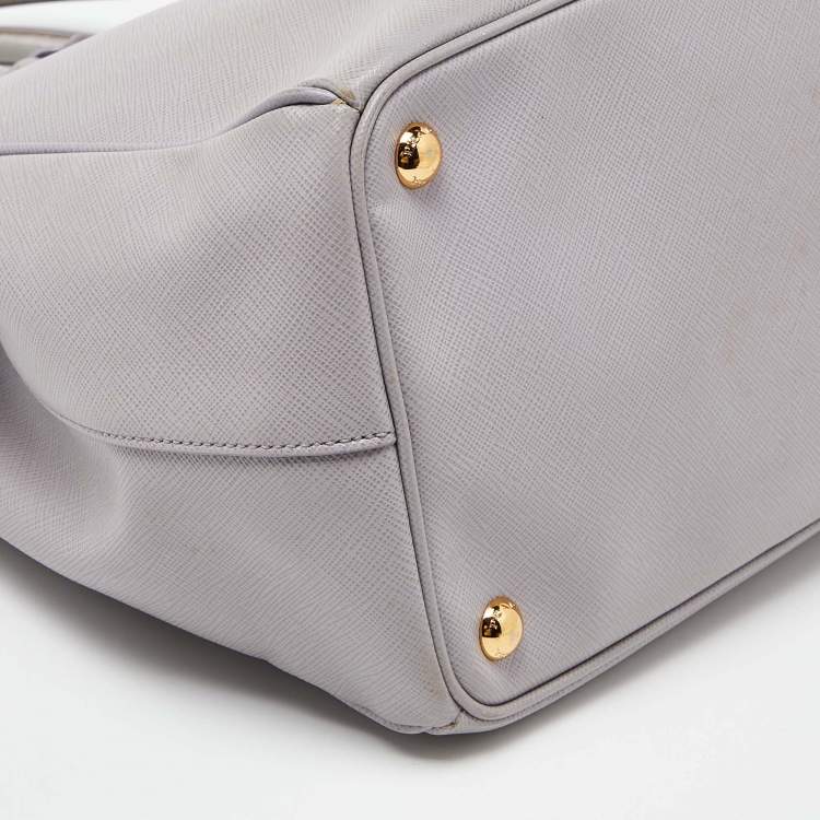 Pre Owned Prada Lavender Saffiano Lux Leather Large Galleria Double Zip Tote