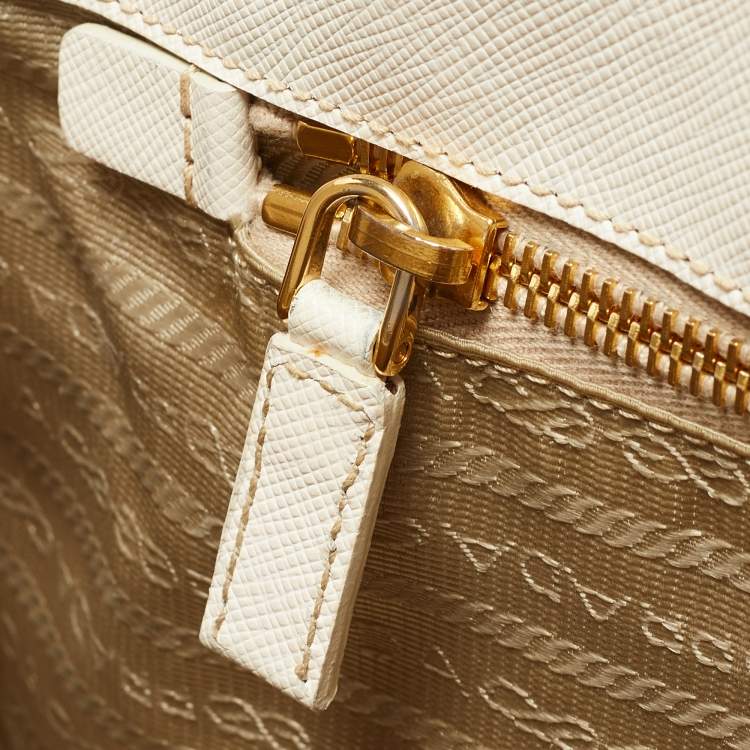Pre Owned Prada White Saffiano Leather Large Galleria Tote