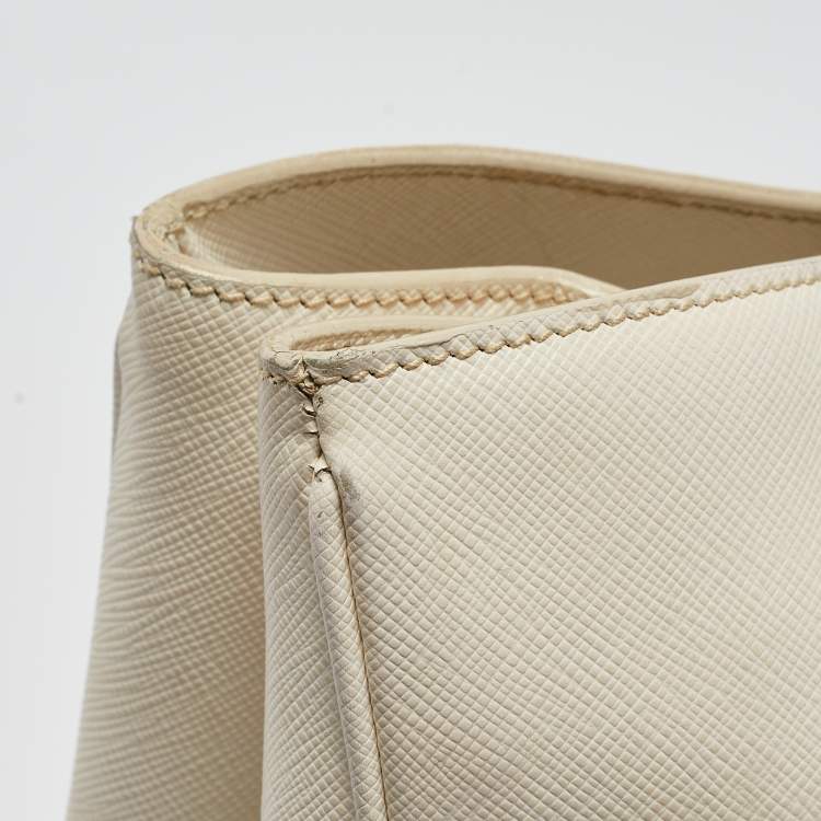 Pre Owned Prada White Saffiano Leather Large Galleria Tote